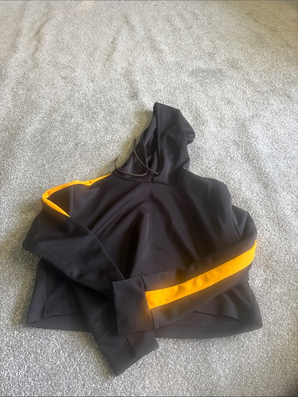 Forever 21 Black Hoodie with Yellow Stripe